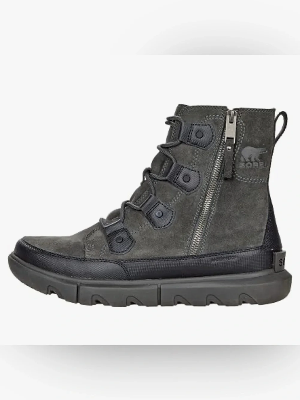 Sorel Explorer Boot Dual Zip Waterproof Winter Warm Black Jet Gray Size 11.5